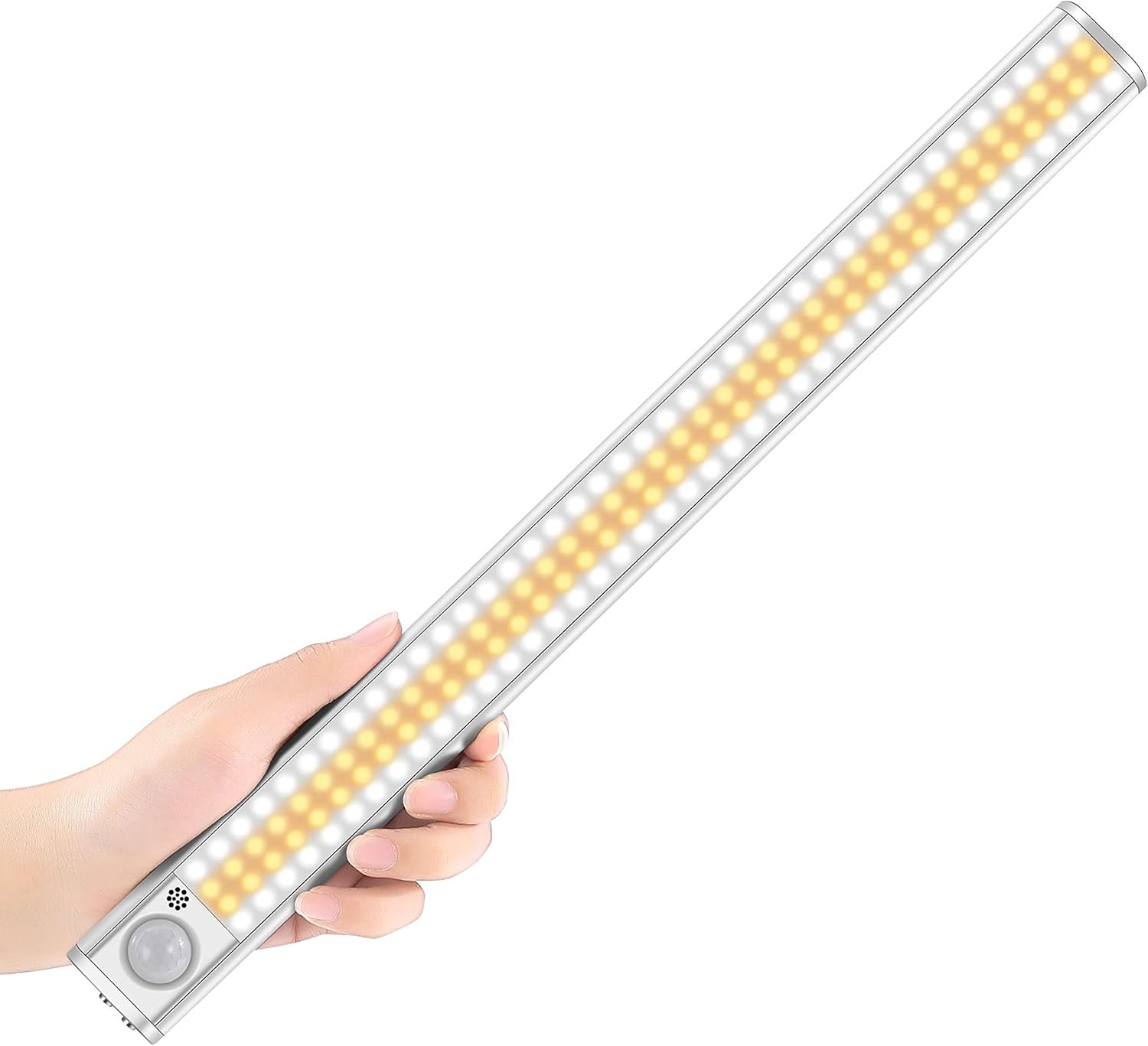 160 LED Closet Lights Motion Sensor Under Cabinet Lights Indoor Lighting 3600mAh Battery Powered Light Bar Dimmable Rechargeable Closet Light for Kitchen, Wardrobe, Stairs(1 Pack)